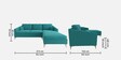 Consuel Velvet LHS Sectional Sofa (2 + Lounger) in Turquoise Colour