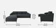 Consuel Velvet RHS Sectional Sofa (2 + Lounger) in Carbon Grey Colour