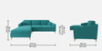 Consuel Velvet RHS Sectional Sofa (2 + Lounger) in Turquoise Colour