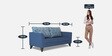 Cortina Damask Fabric 3 Seater Sofa in Blue Colour
