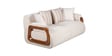 Corvin Fabric 2 Seater sofa with Wooden Armrests in Beige Colour