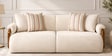 Corvin Fabric 3 Seater sofa with Wooden Armrests in Beige Colour