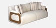 Corvin Fabric 3 Seater sofa with Wooden Armrests in Beige Colour