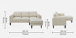 Creata Fabric LHS Sectional Sofa (2+Lounger) in Ivory Beige Colour