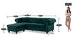 Courageous Velvet RHS Sectional Sofa in Green Colour