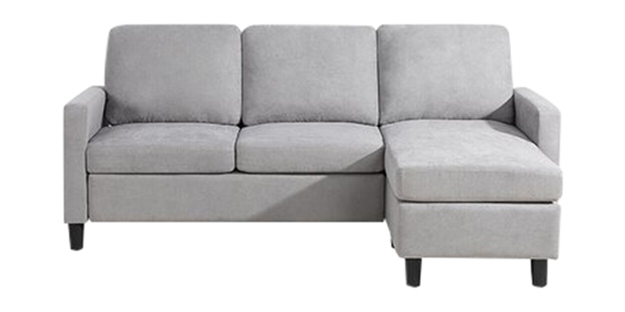 Buy Corby Fabric 3 Seater Sofa In Light Grey Colour with Ottoman at 15