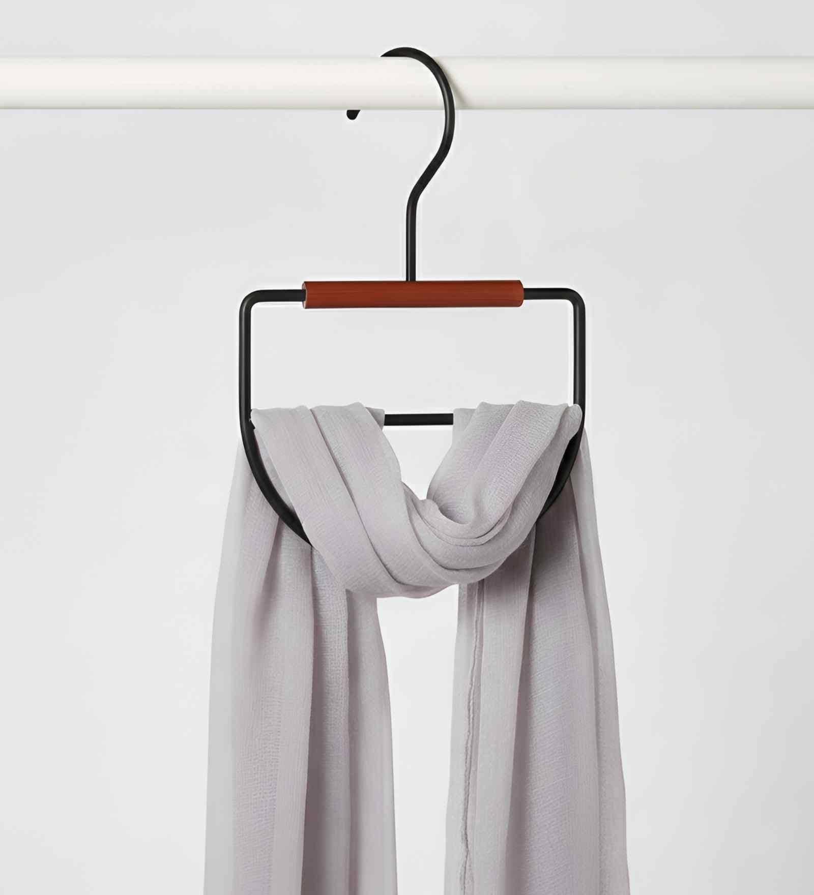 Coated Metal Tie and Scarf Hanger with Rotating Hook, Space-Saving Design