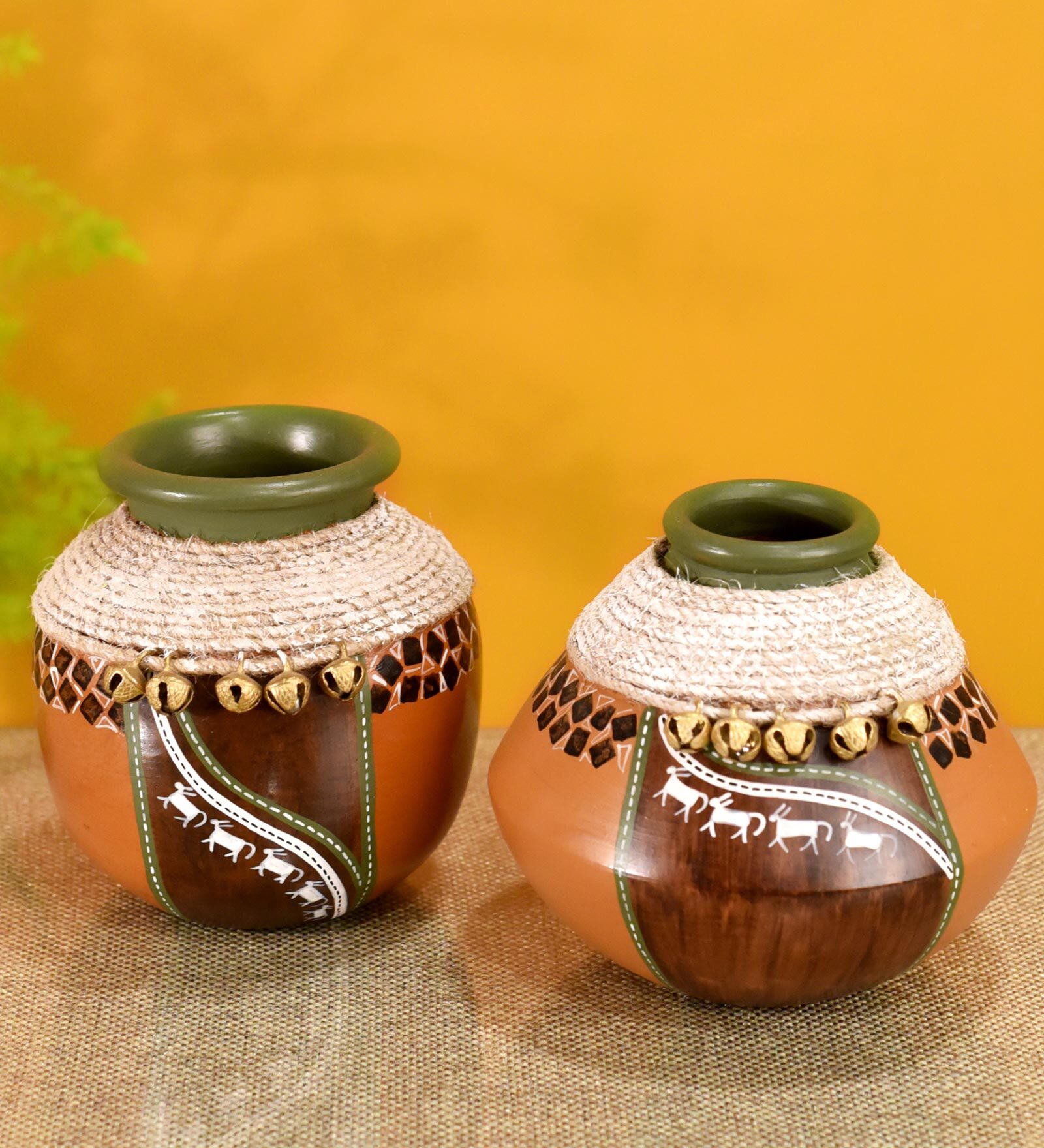 Coco Earthen Colstrip (Set Of 2) Brown Terracotta Table Vase