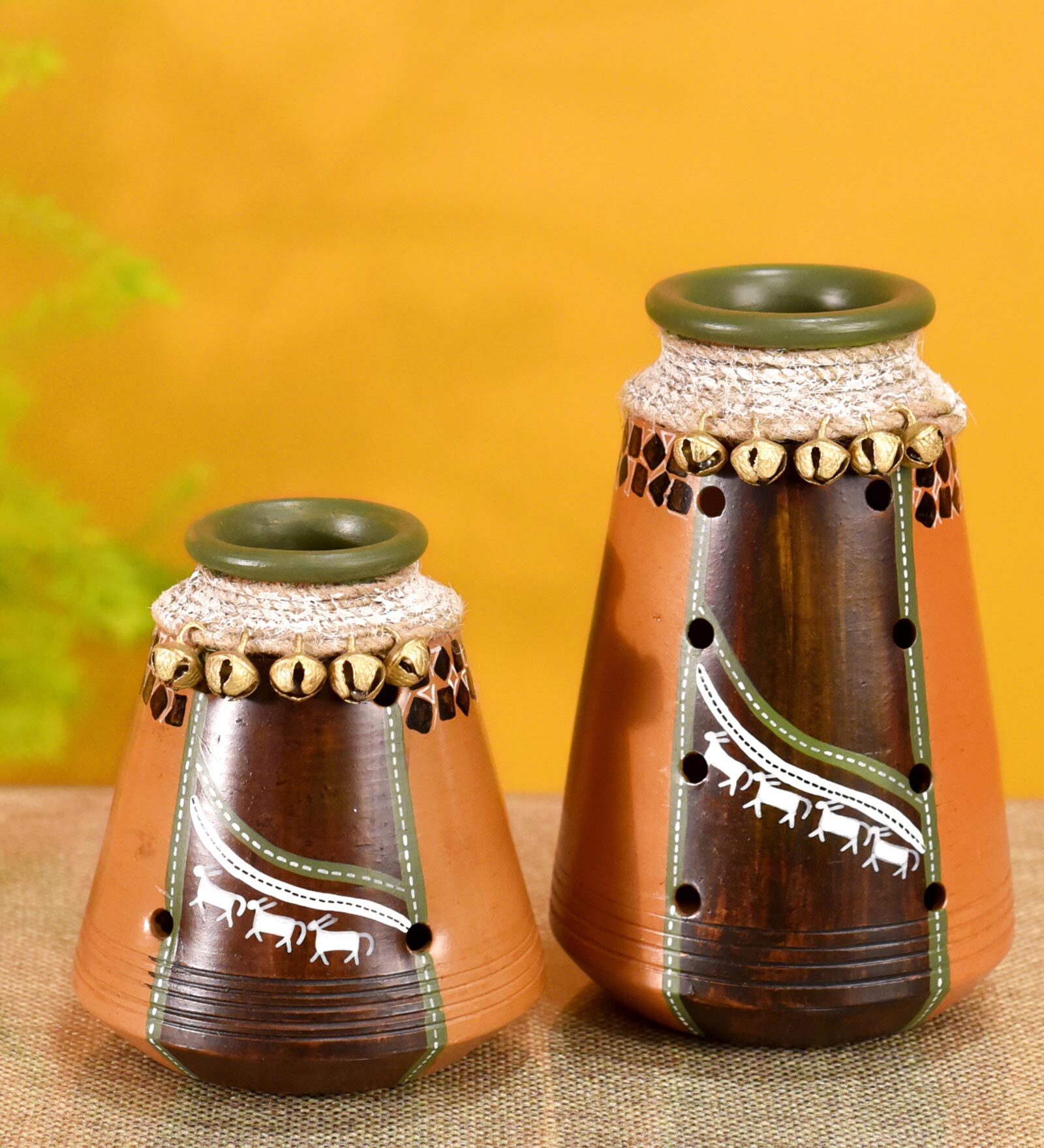 Coco Earthen Alper (Set Of 2) Brown Terracotta Table Vase