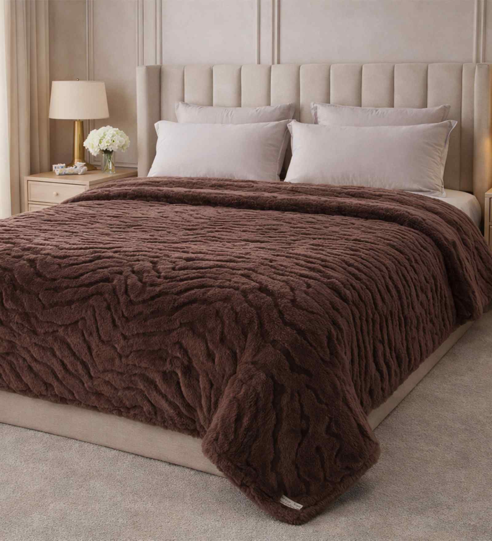 Cocoa Brown Solid Microfiber Ultra Soft 300GSM Double Bed Quilt