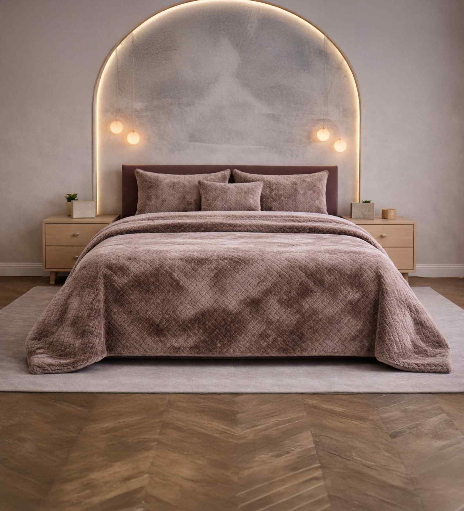 Cocoa Brown Tie & Die Microfiber Ultra Soft 300GSM Double Bed Quilt