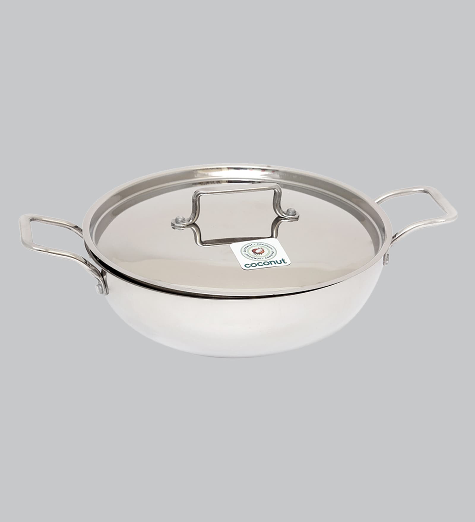 New Triply 2 Ltrs Induction Friendly Silver Stainless Steel Kadhai with Lid