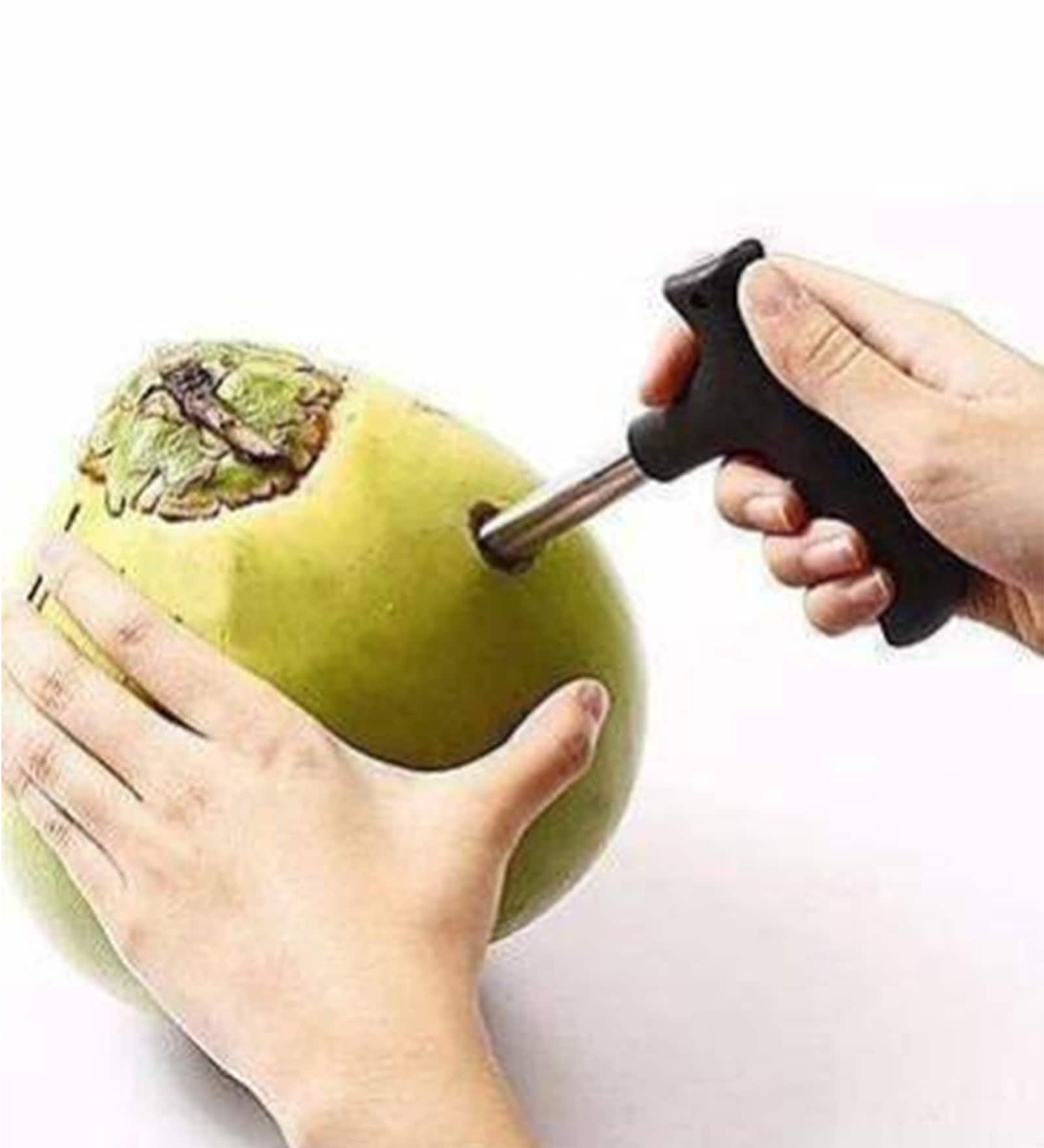 Coconut Opener, Stainless Steel Coconuts Drill Cutter with Cleaner Stick