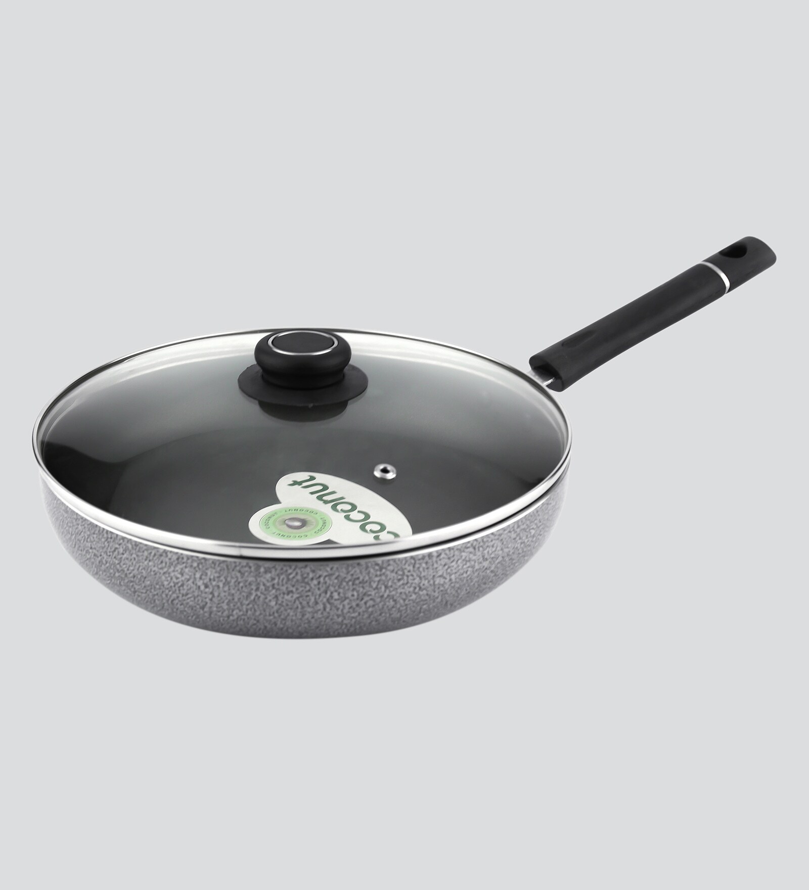 Ardent 9.4 Inch Grey & Black Aluminium Frying Pan with Lid