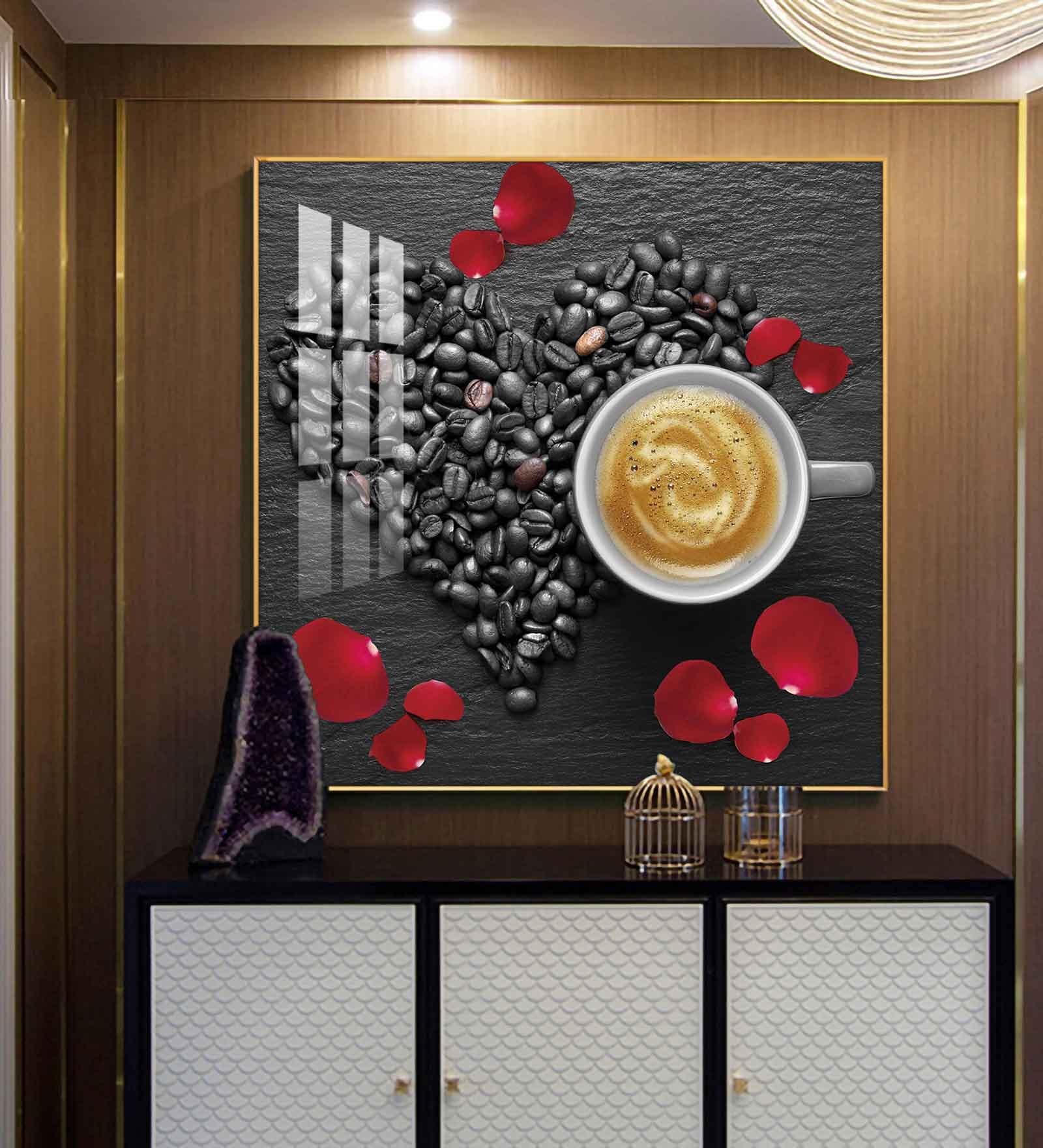Coffee Charm Glass Finish Square Wall Art