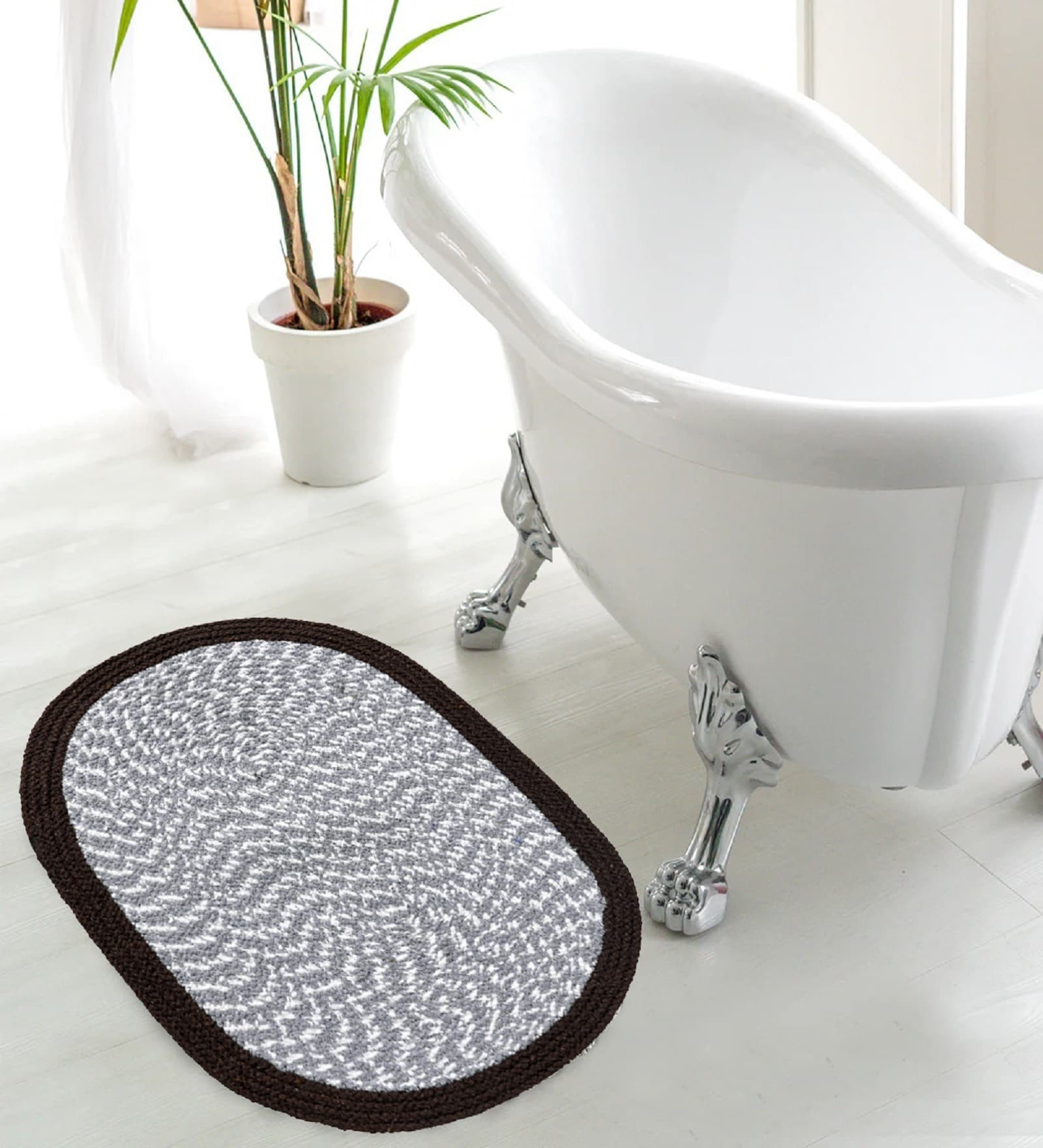 Coffee Cotton 16X24 Inches Anti-Skid Bath Mat