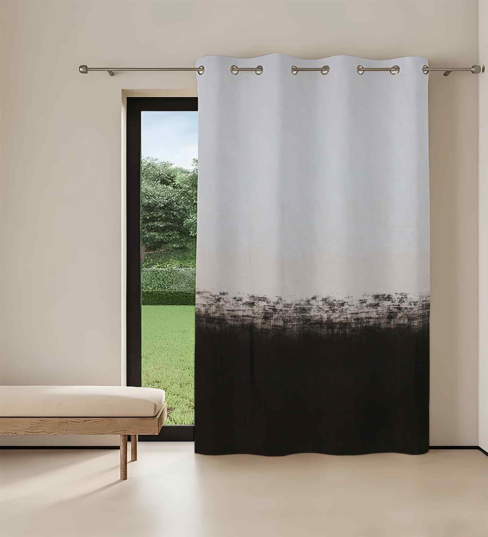 Coffee Digital Print Geometric 7ft Regular Eyelets Door Curtain (1 Pc)
