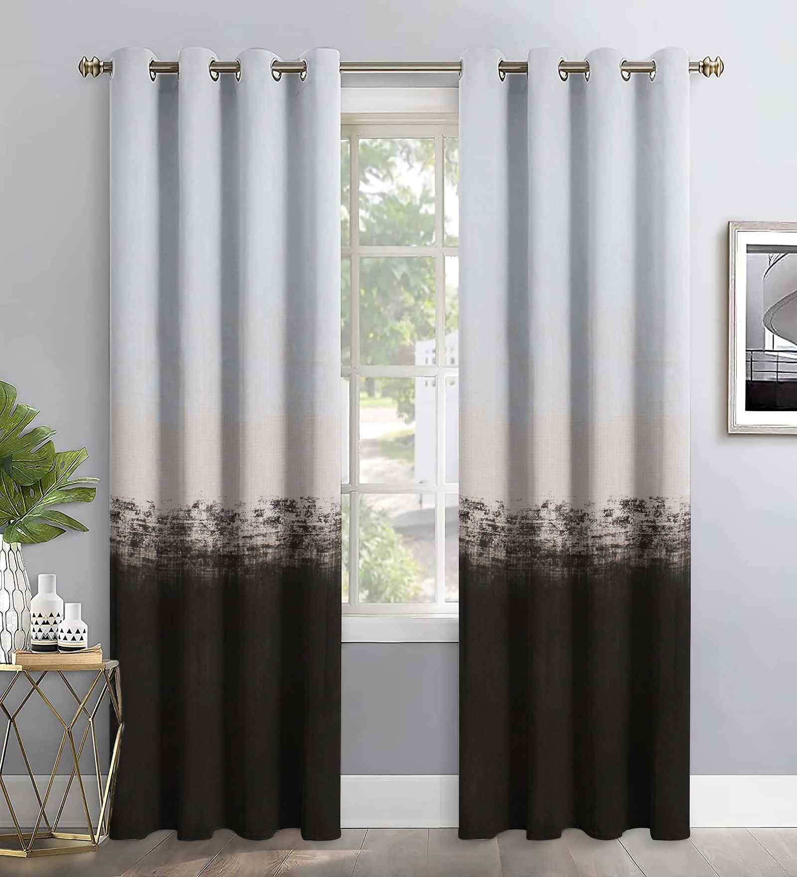 Coffee Digital Print Solid 7ft Regular Eyelets Door Curtain (2 Pc)