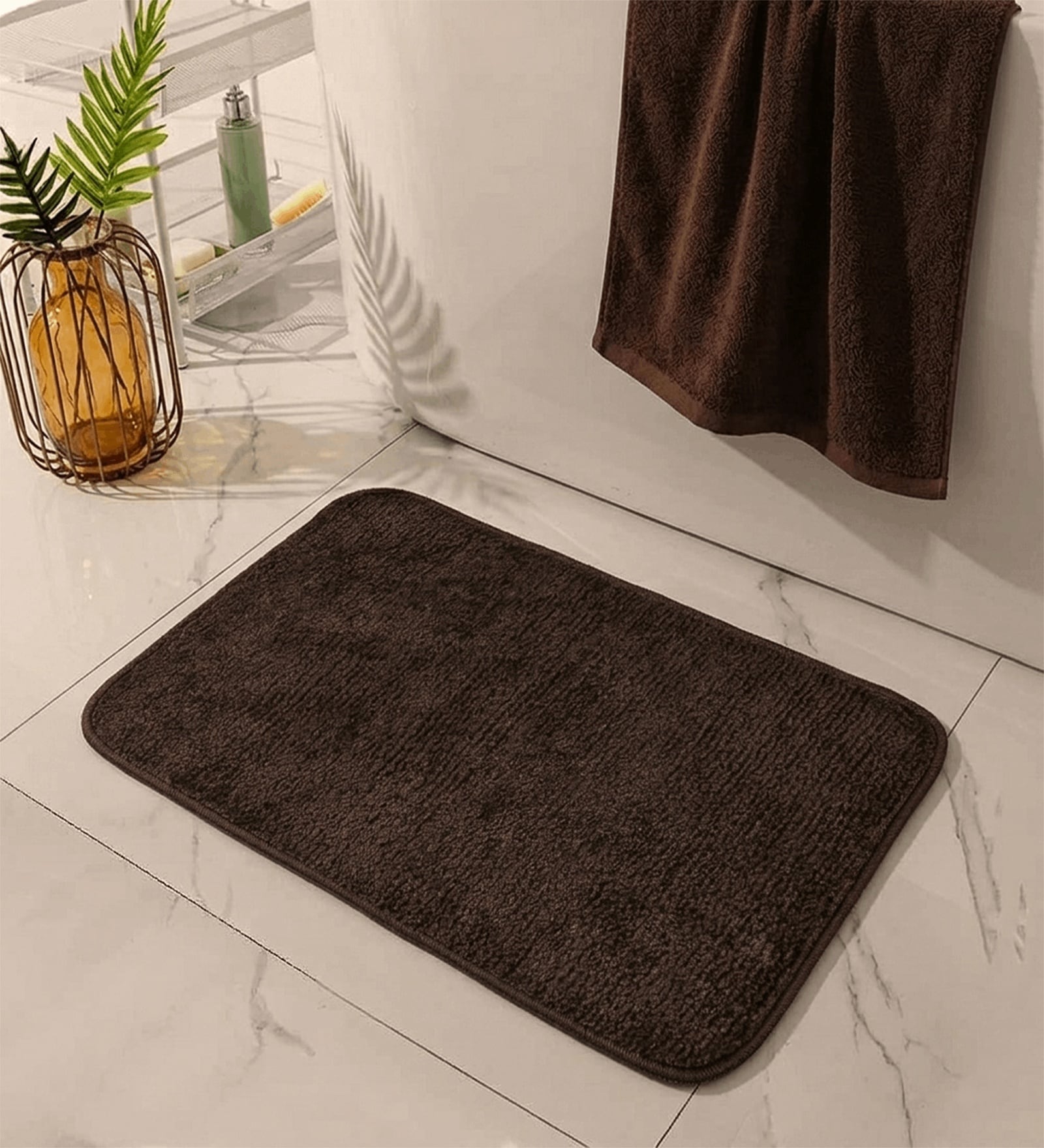 Coffee Microfiber 15X23 Inches Anti-Skid Bath Mat