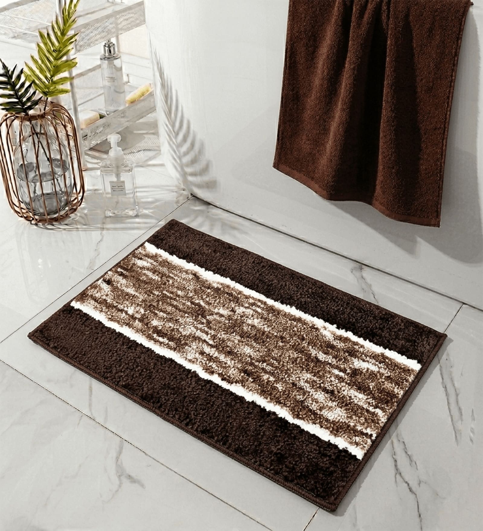 Coffee Microfiber 15X23 Inches Anti-Skid Bath Mat