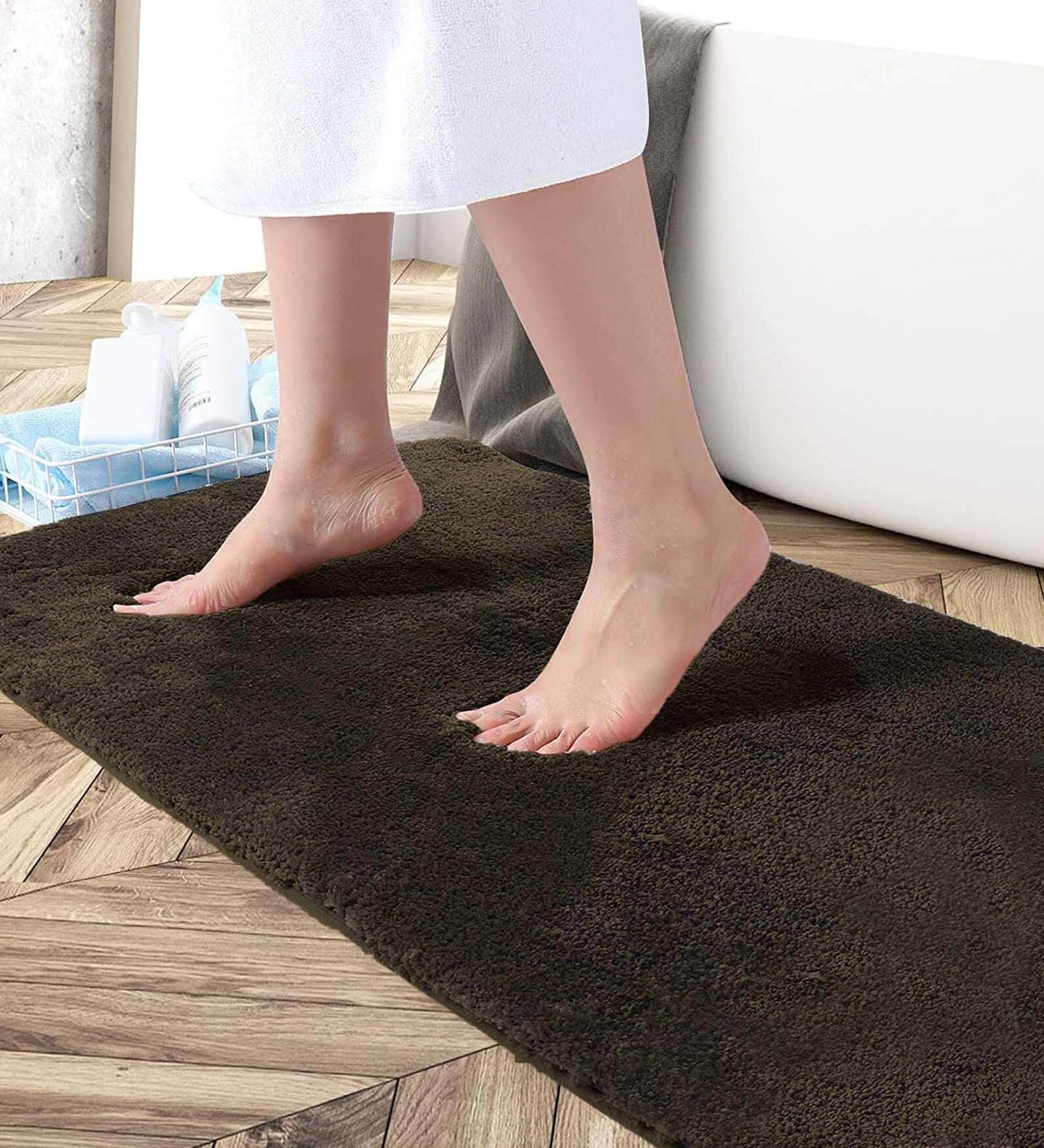 Coffee Microfibre 24 x 60 Inches Machine Made Floor Runner