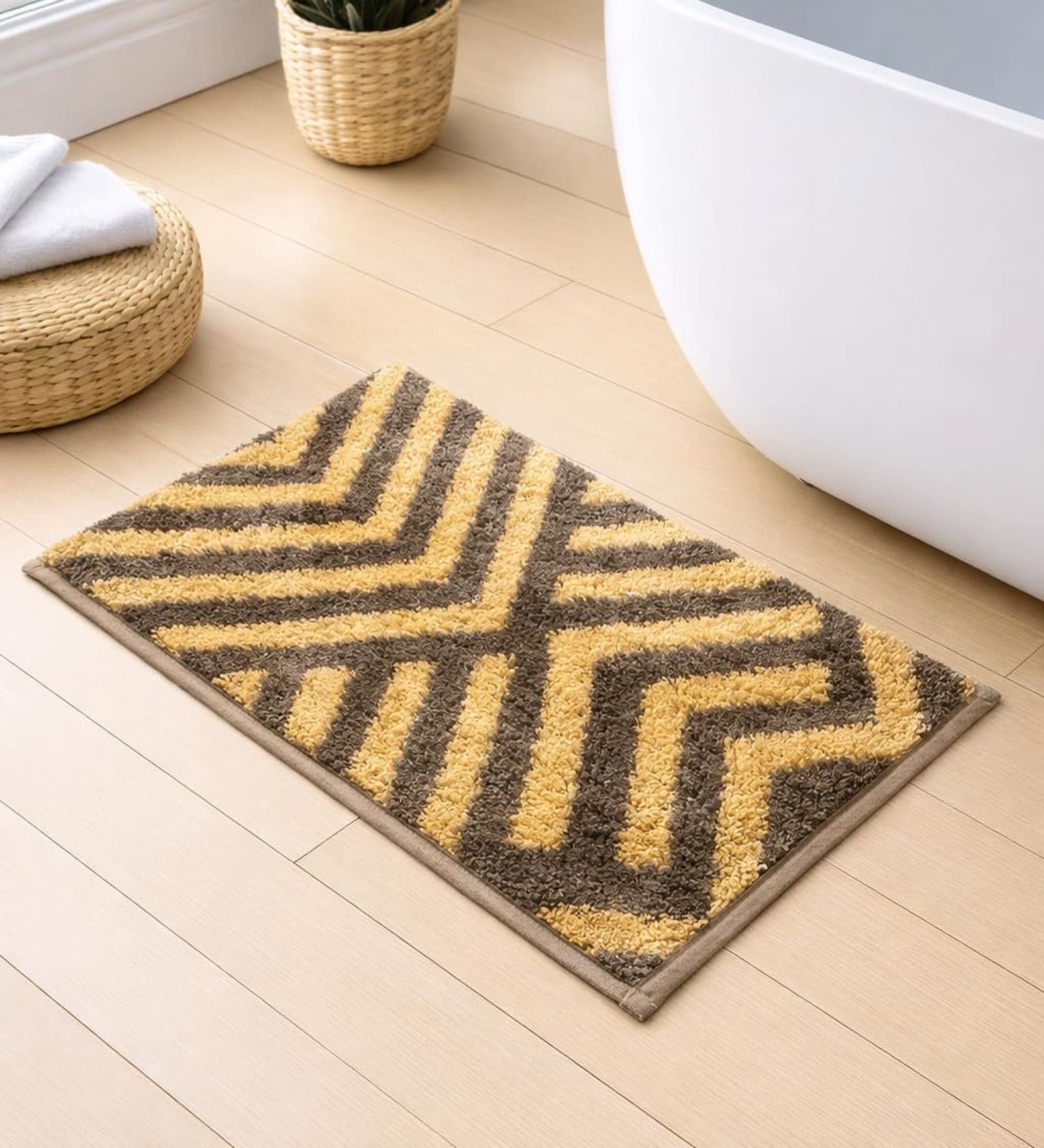 Coffee Polyester 16x24 Inches Fluffy Bath Mat