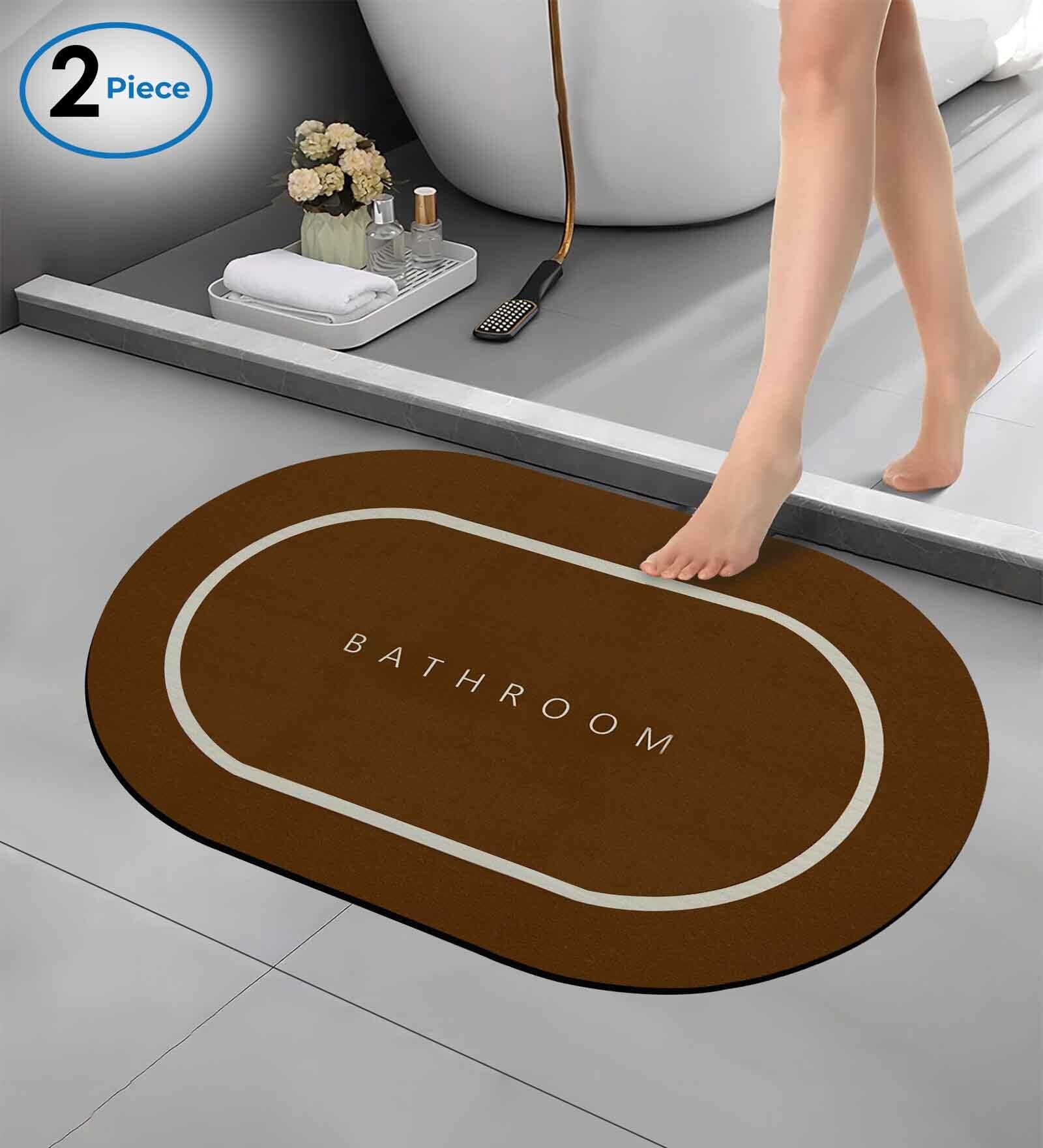 Coffee Slogan Rubber 24x16 Inches AntiSkid Bath Mats (Pack of 2)