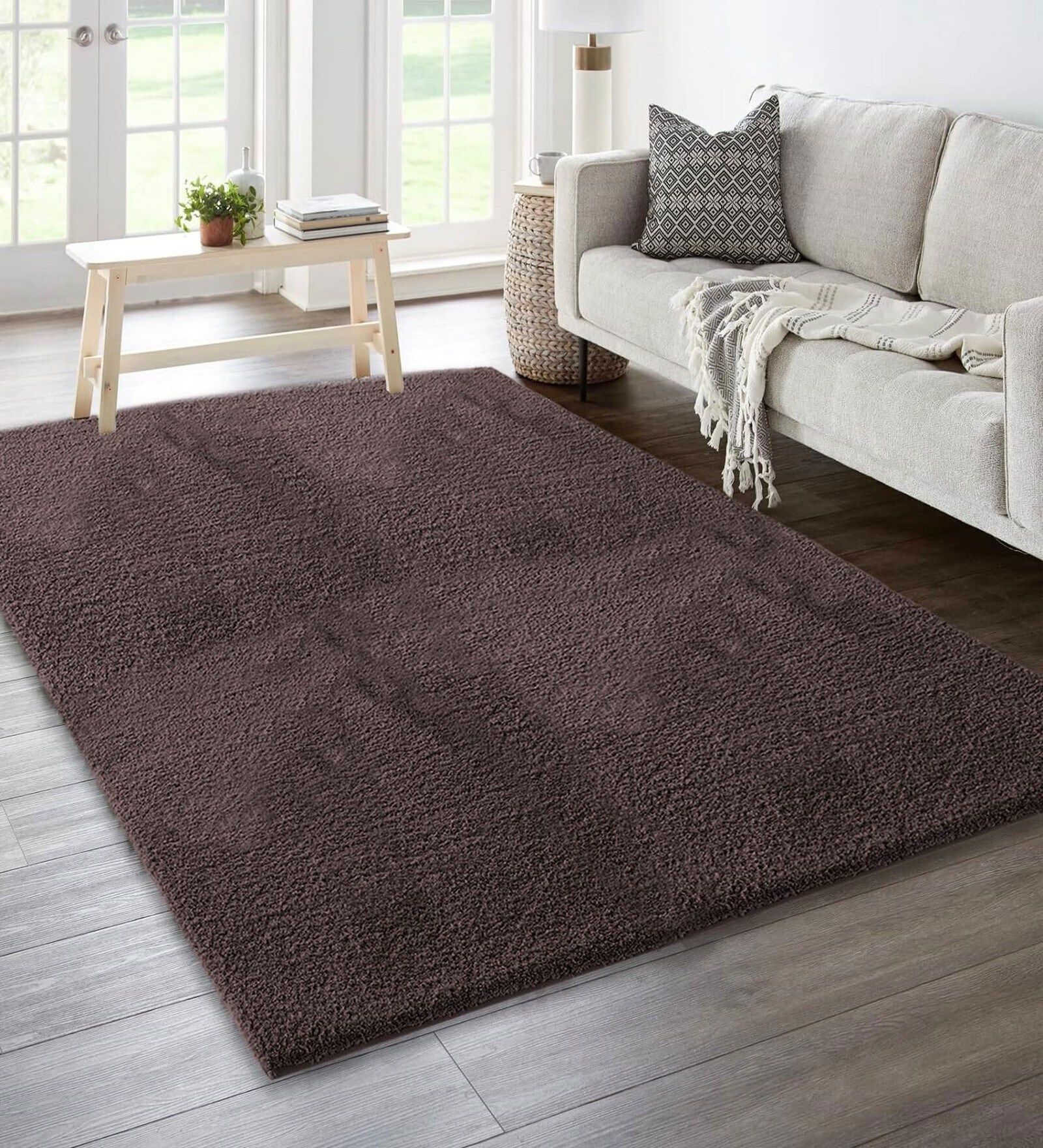 Coffee Solid Microfiber 4 X 6 Feet Tufted Carpet