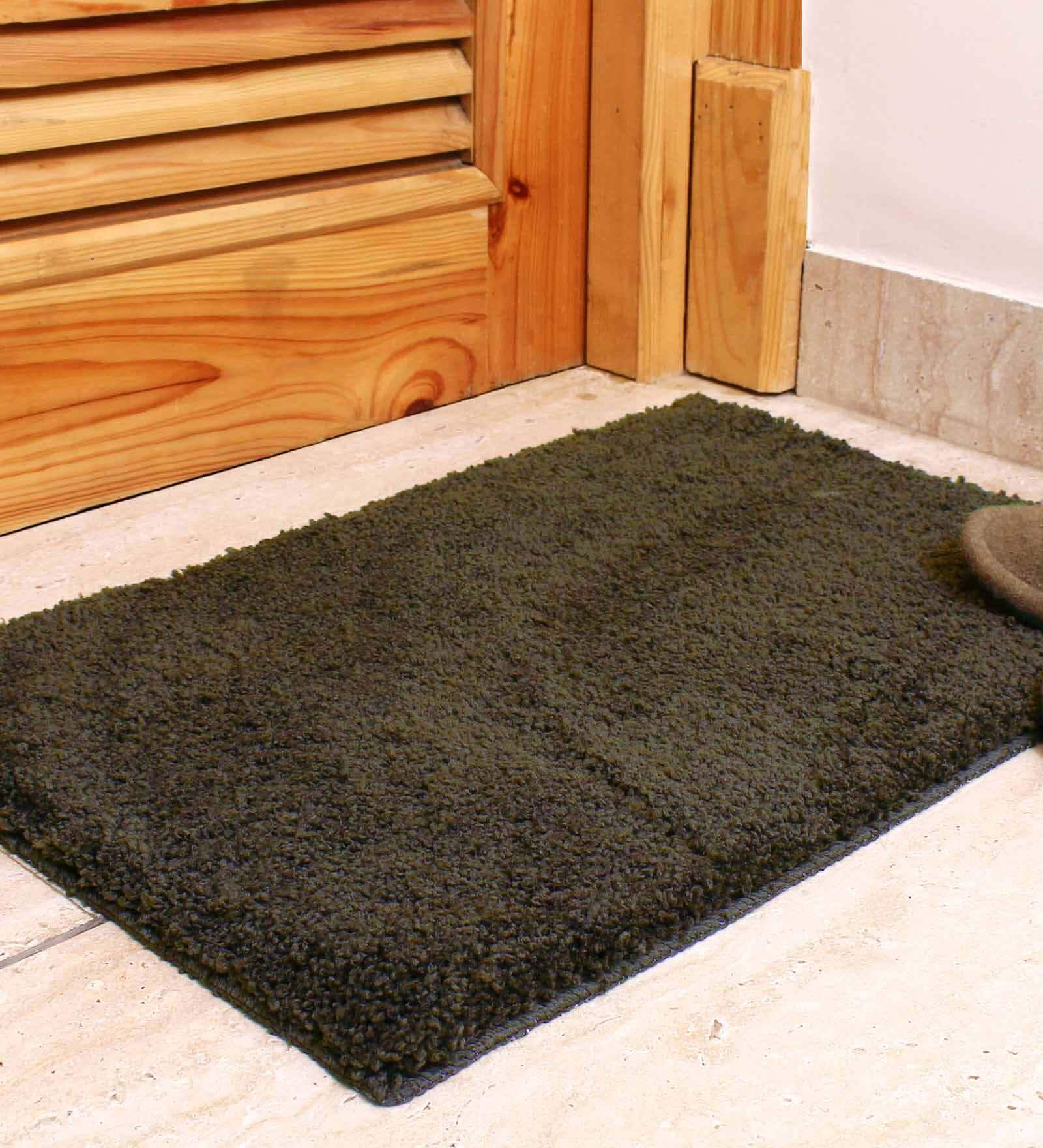 Brown Solid Microfibre 24x16 Inches AntiSkid Bath Mat
