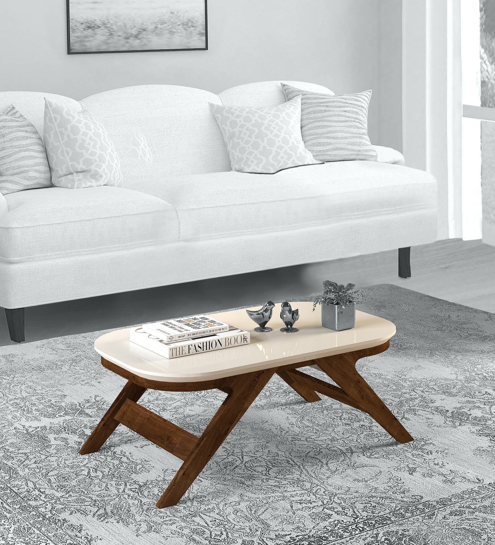 Dorian Coffee Table in Rustic Malbec & Off White Finish