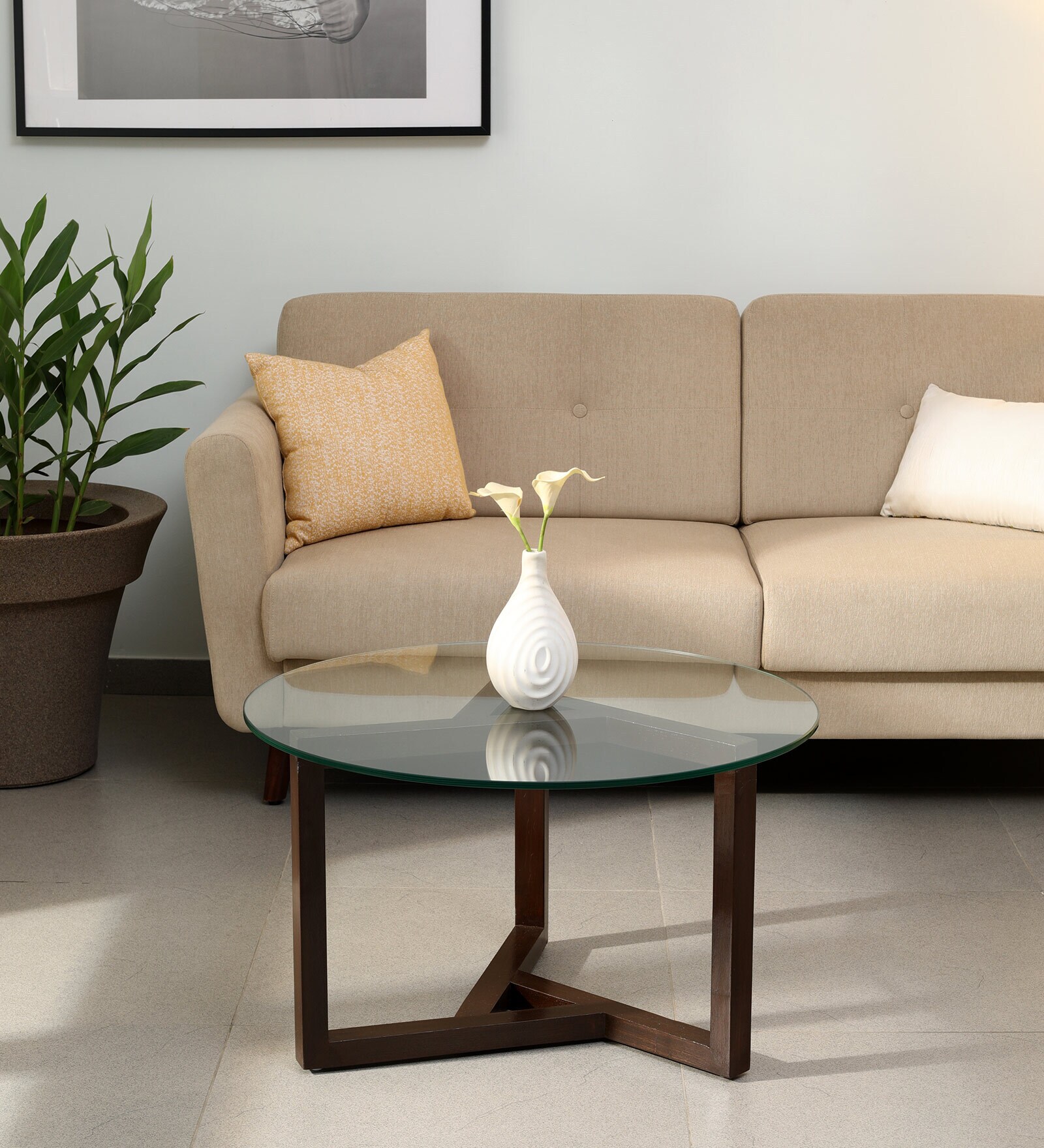 Buy Frisko Glass Top Coffee Table in Teak Wood Finish at 49 OFF by Crafted Marbles Pepperfry