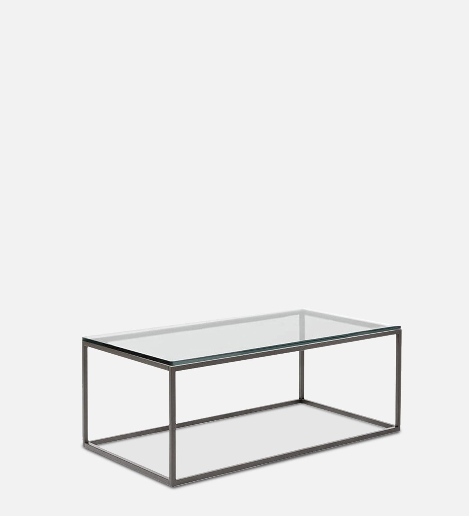 Buy Coffee Table with Black Metal Frame & Clear Glass Top by Asian Arts
