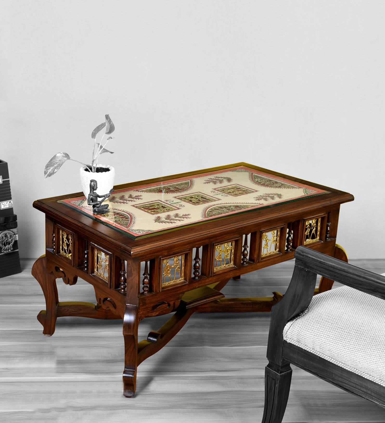 Coffee Teak Wood Coffee Table in Walnut Finish Coffee Teak Wood Coffee Table in Walnut Finish