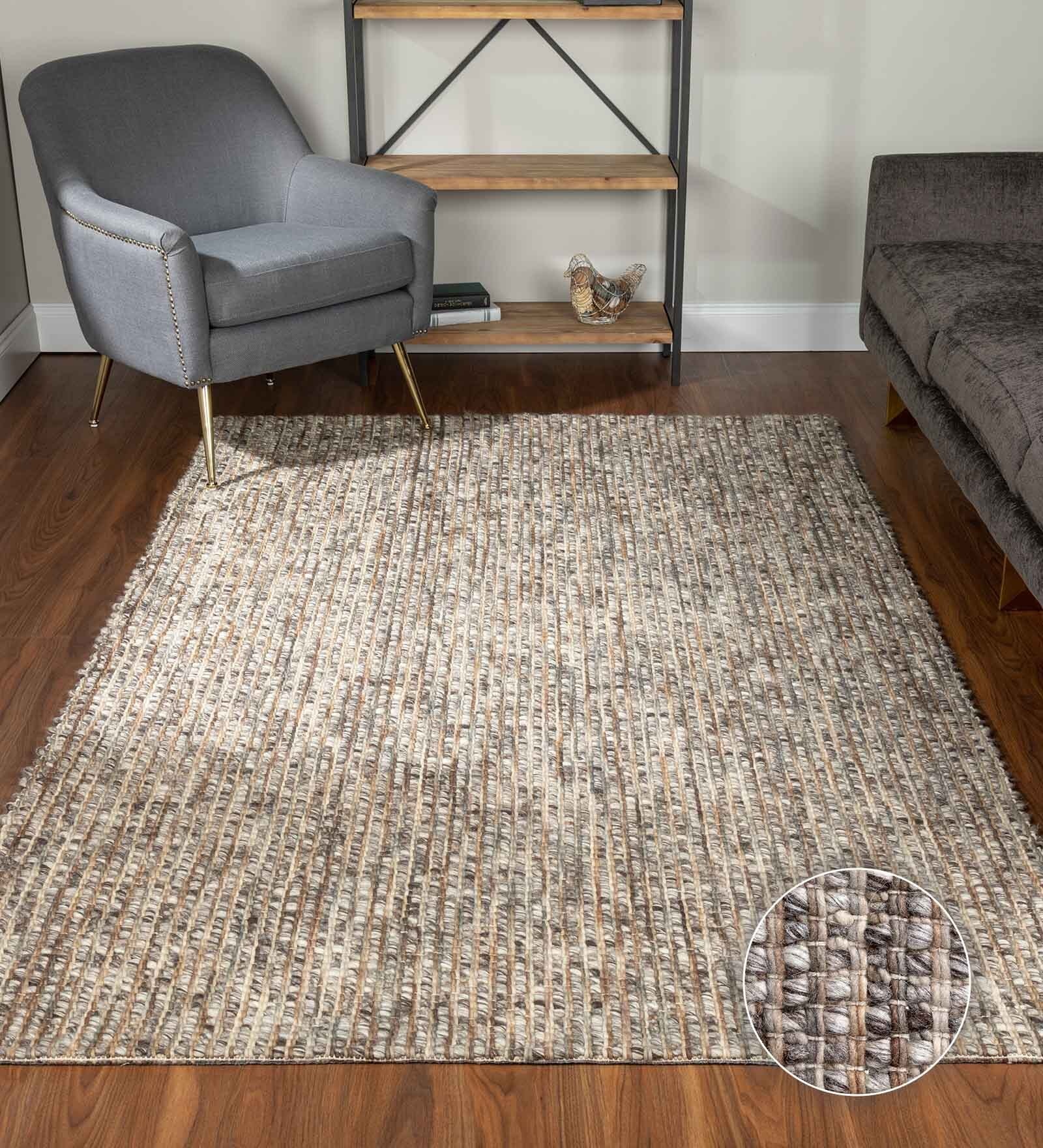 Coffee Wool Abstract 12' x 9' Hand Woven Carpet