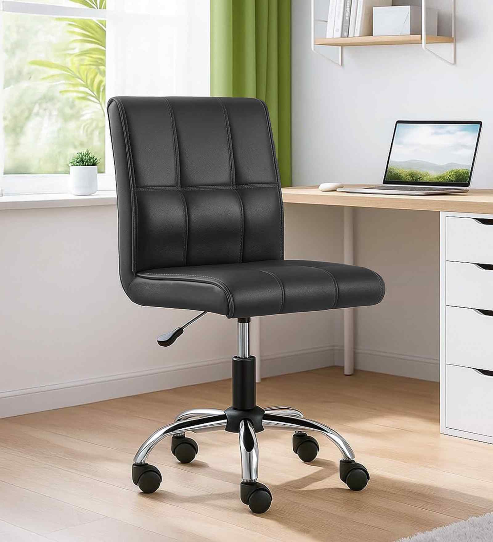 Cola Leatherette Guest Chair In Black Colour