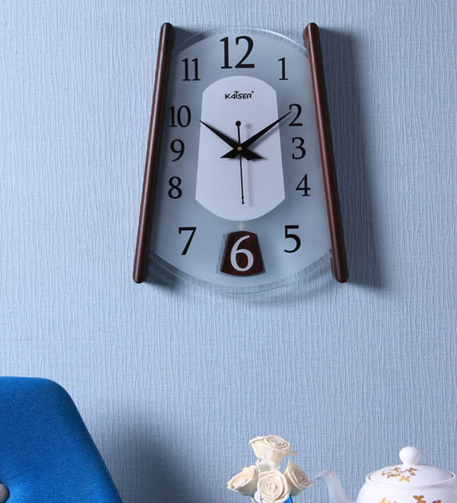 Brown Solid Wood Analog Wall Clock