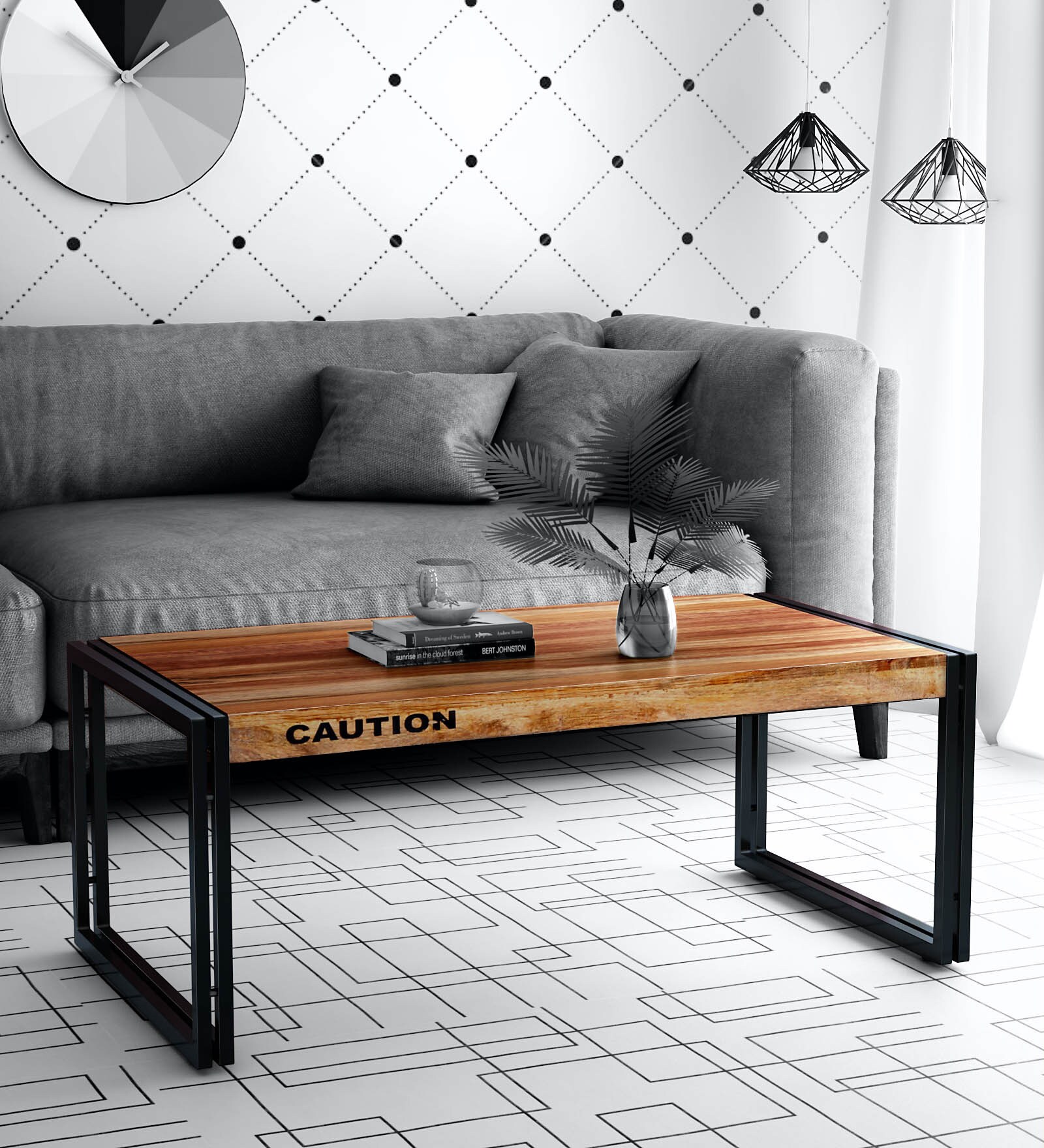 Coleman Metal & Solid Wood Coffee Table