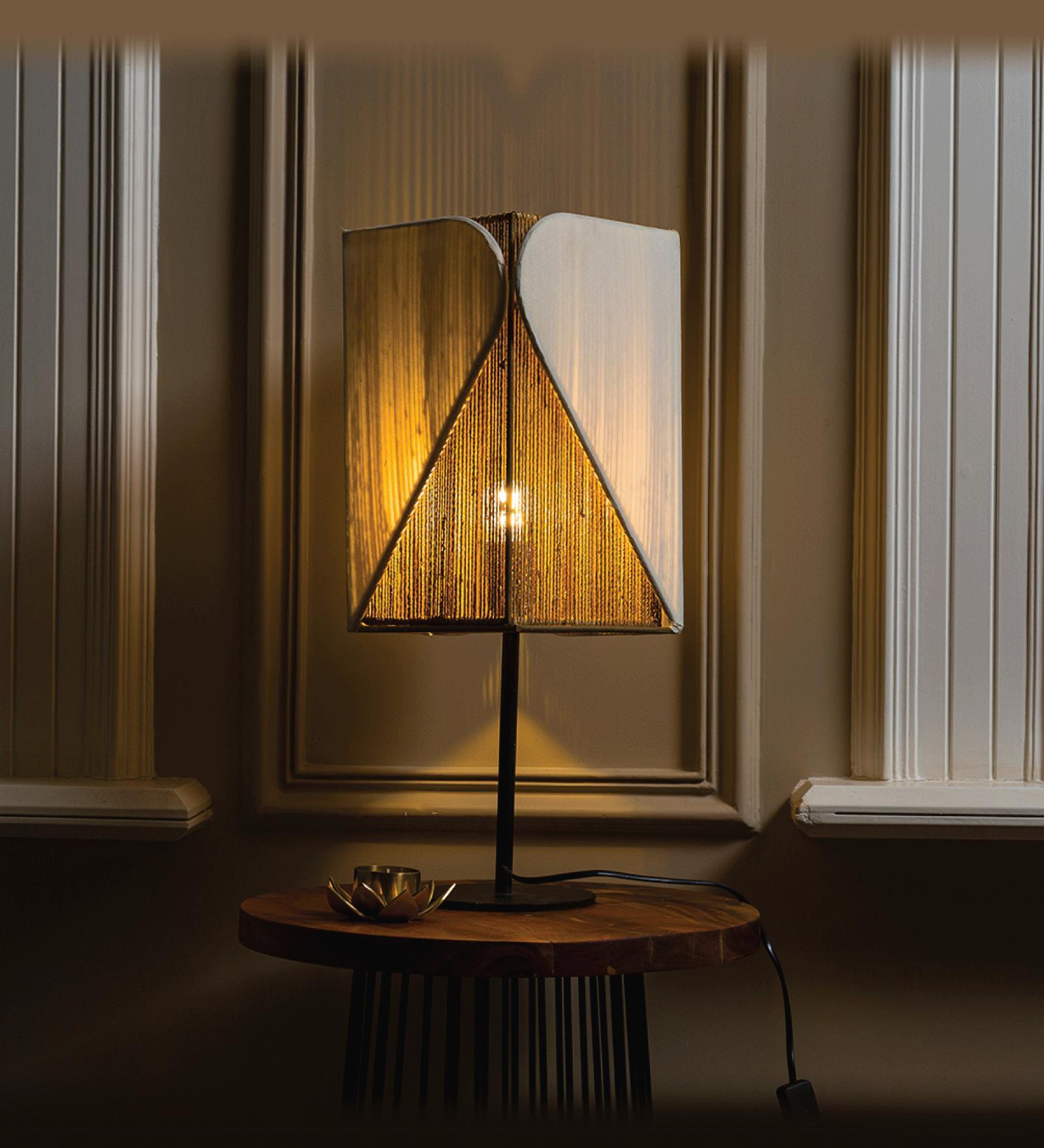 Collection name : Reed Off White Banana Rope & Poplin Fabric Handmade Table Lamp