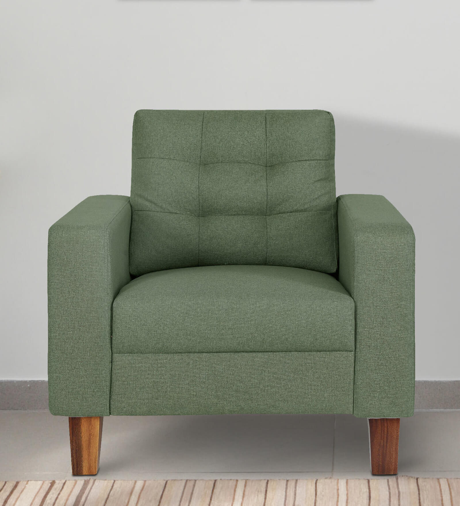 Cologne Fabric 1 Seater Sofa in Green Colour