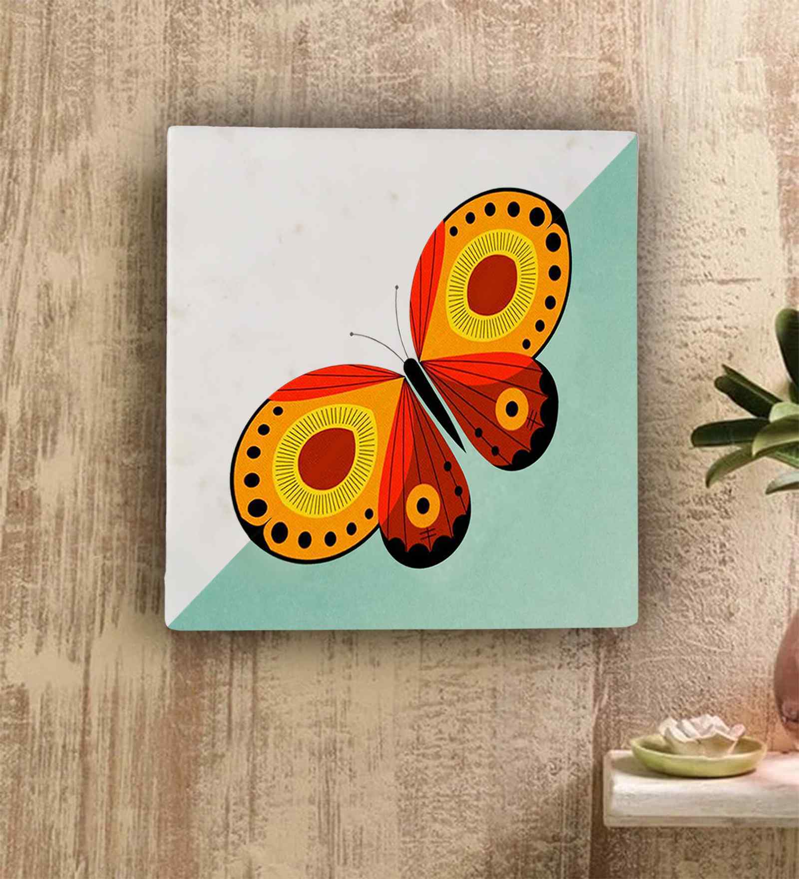 Color Me Butterfly Marble Wall Art
