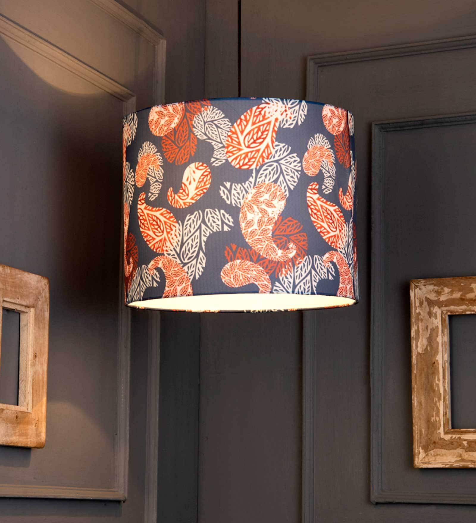 Colorful Ambee Round Multicolor Fabric Single Hanging Light