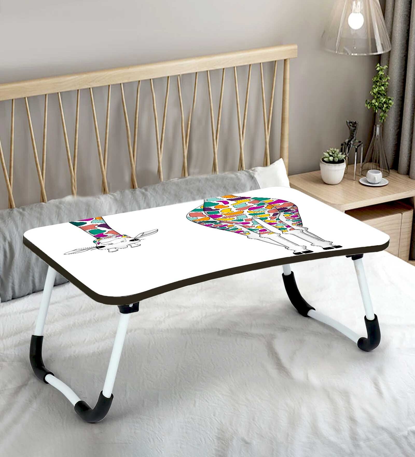 Colorful Portable Table in White Finish