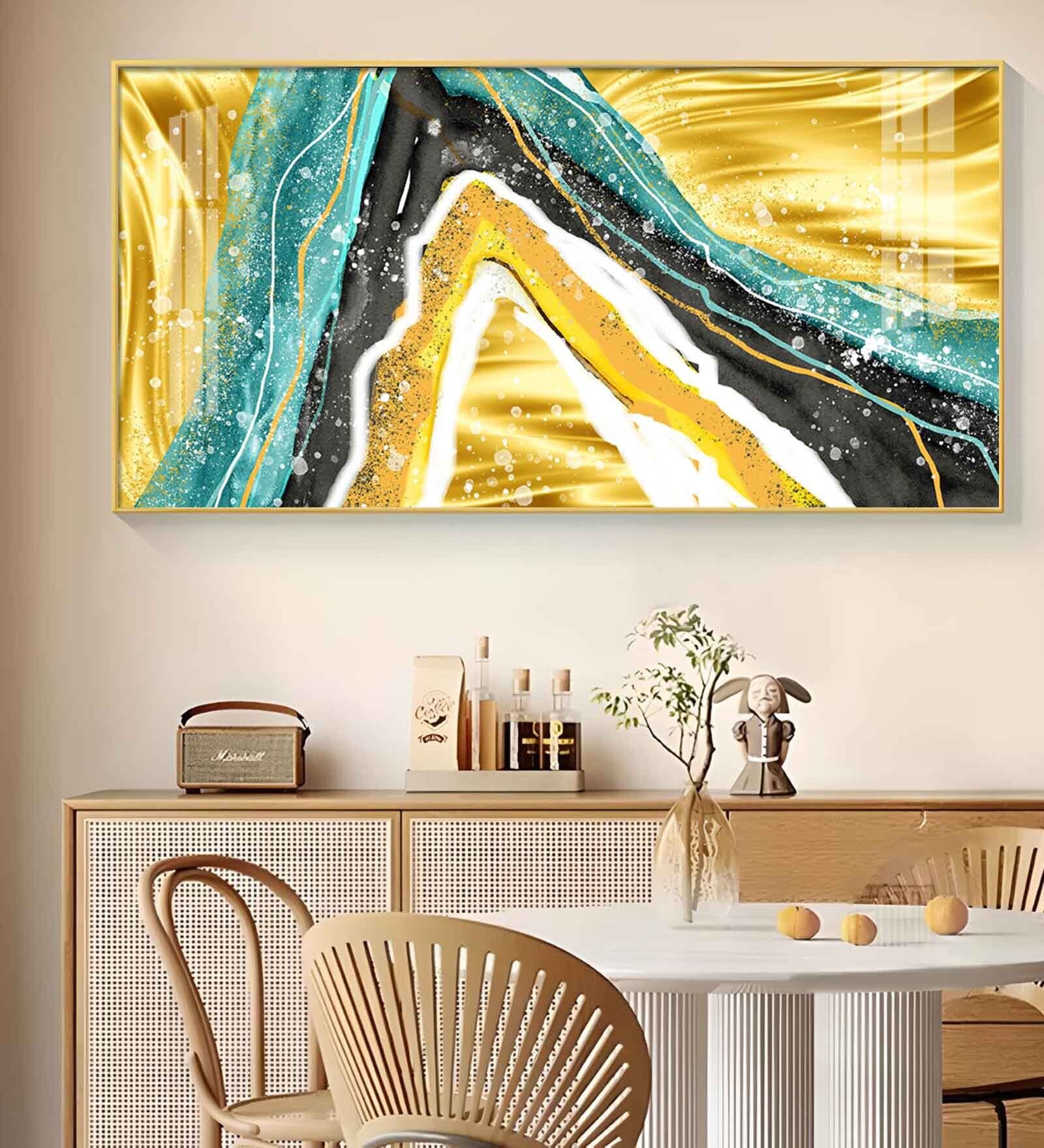 Colorful Marble Finish Glass Finish Horizontal Wall Art