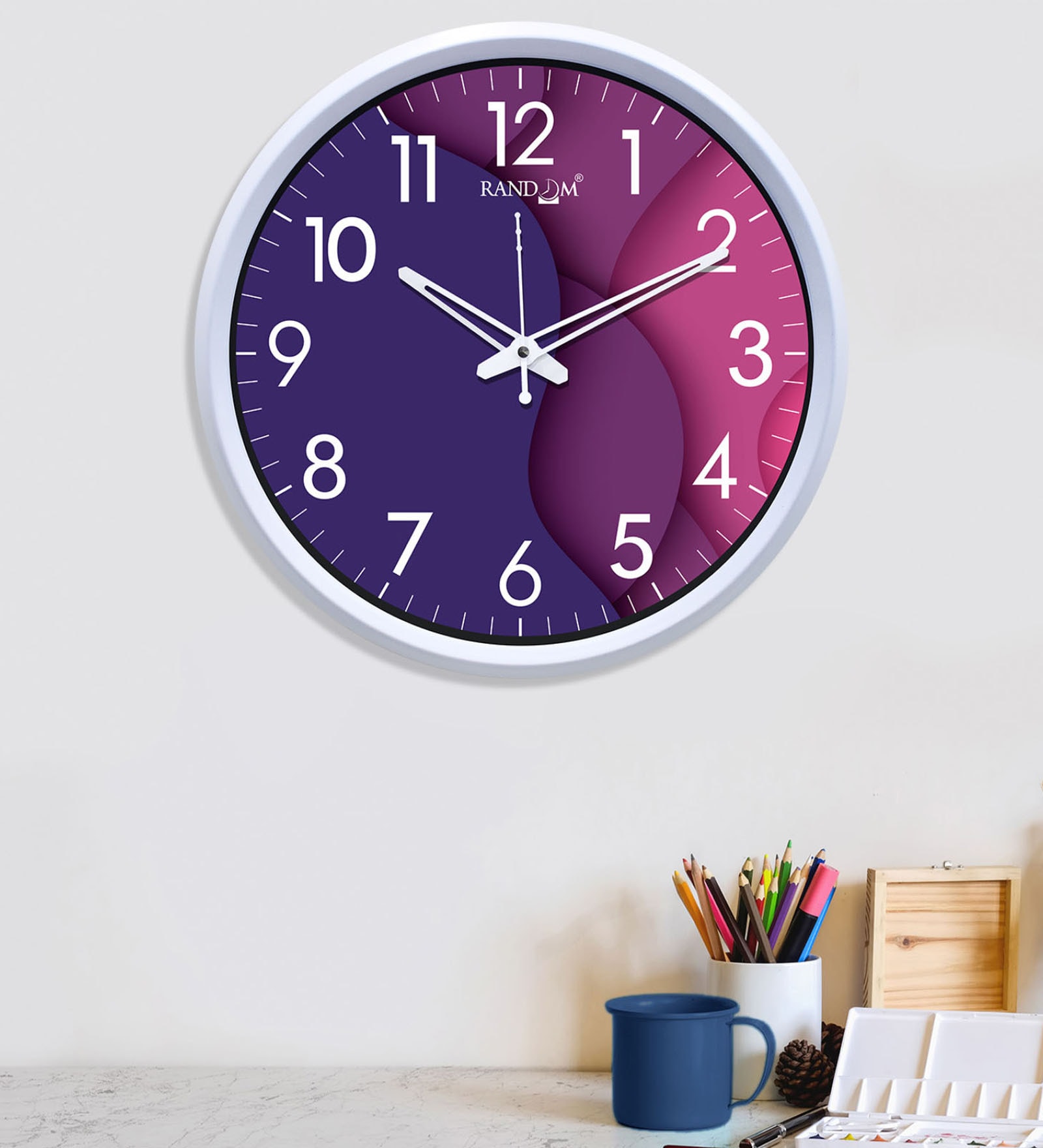 Blue Plastic Block Modern Wall Clock