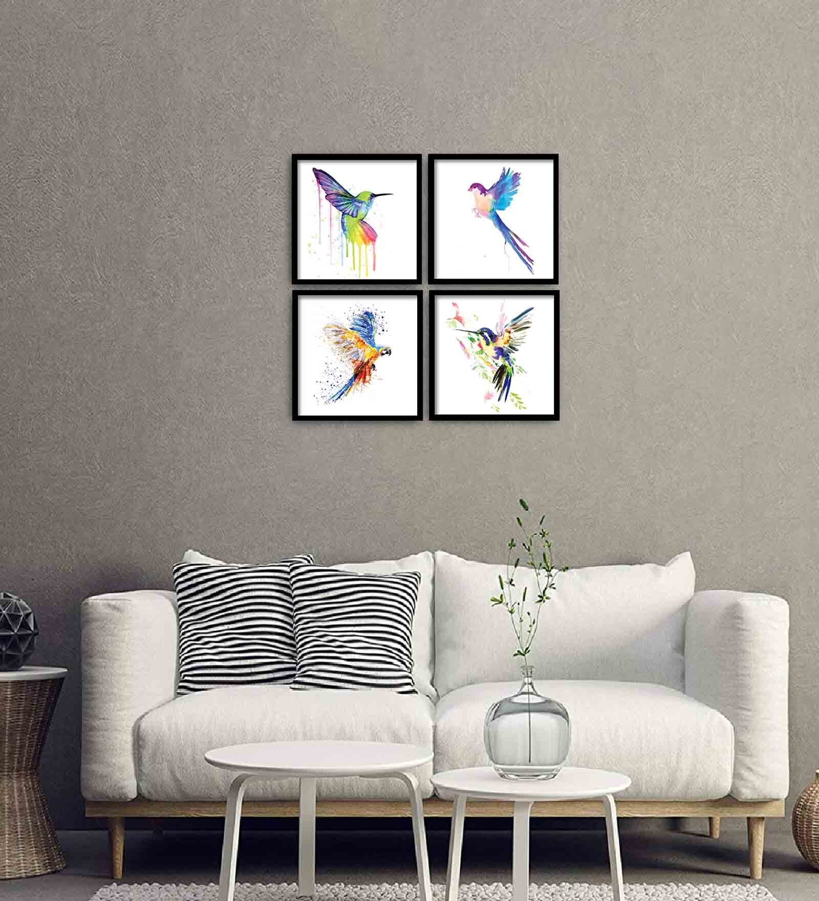 Buy Bird Blue MDF Framed Wildlife Art Print Set of 4 at 45 OFF by Da