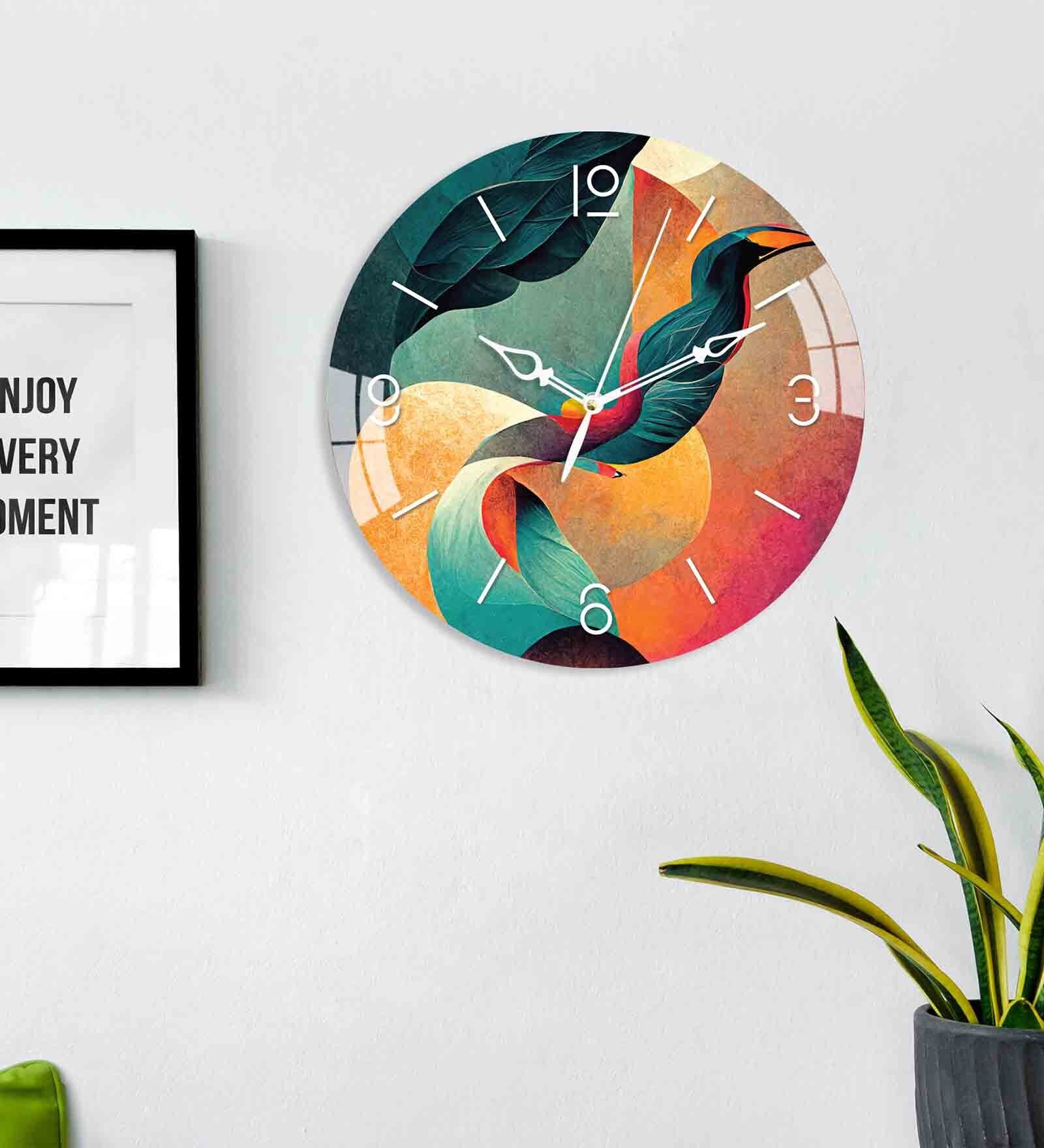 Colourful Leaves Acrylic Wall Clock