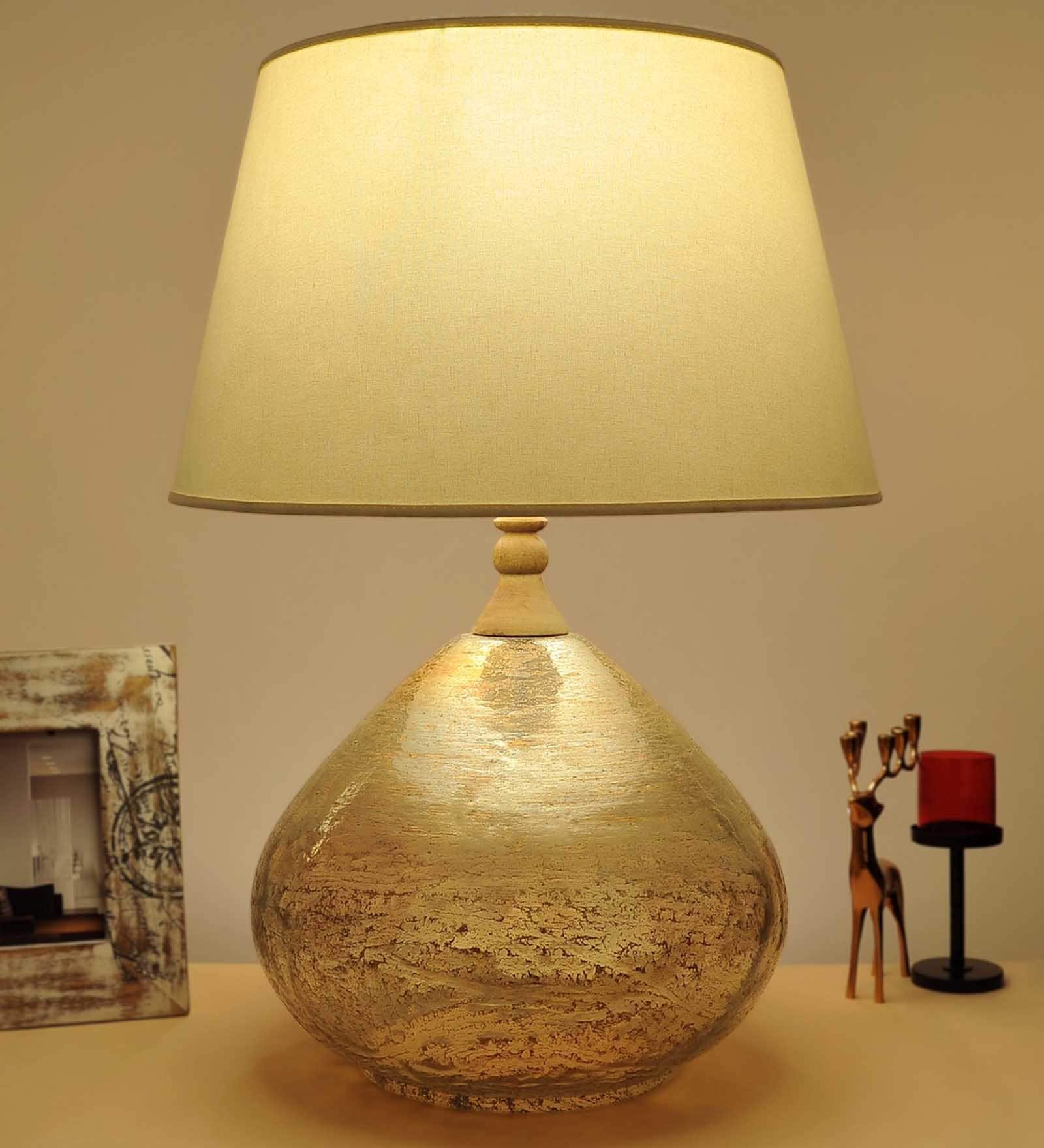 Colstrip Foil Design Amber Glass Table Lamp