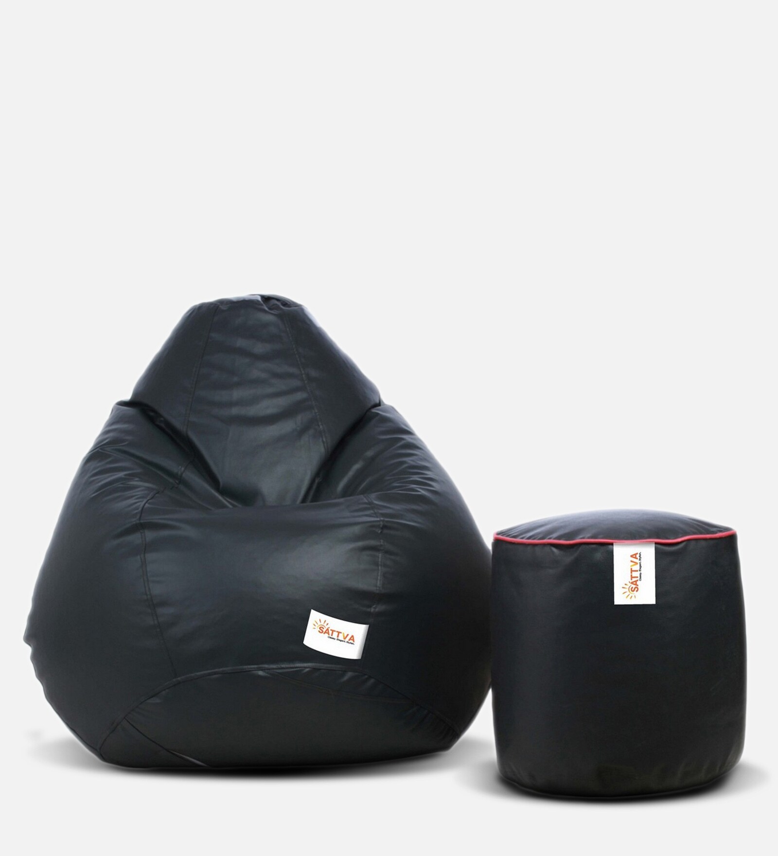 Combo Classic XXXL Bean Bag & Liner Round Pouffe with Beans in Grey Colour
