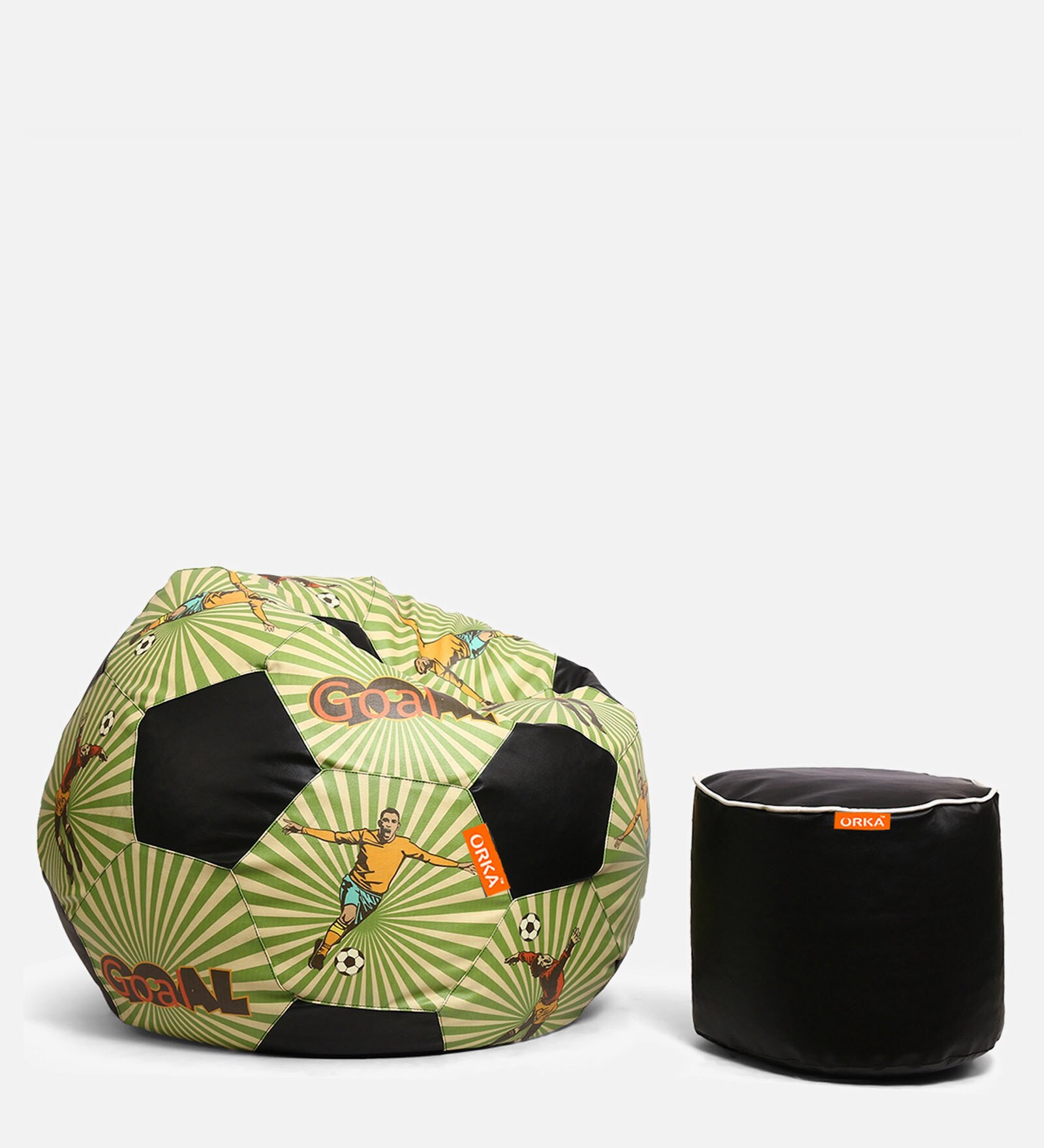 Buy Combo Digital Printed 3XL Foot Ball Bean Bag & Pouffe with Beans in