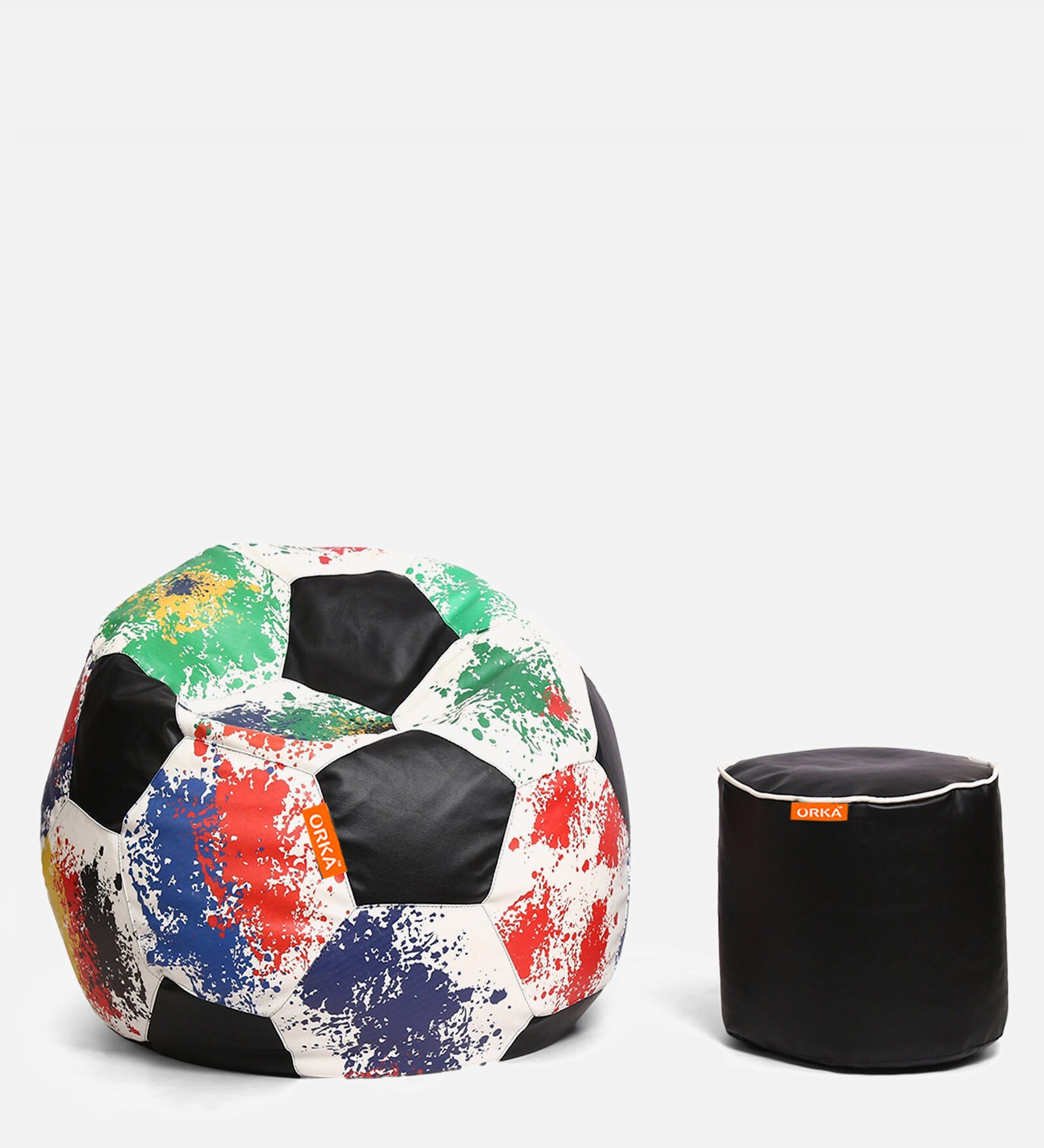 Buy Combo Digital Printed 3XL Foot Ball Bean Bag & Pouffe with Beans in